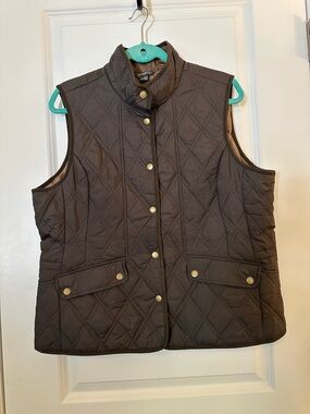 Eddie Bauer Quilted Brown Snap-Front Vest
